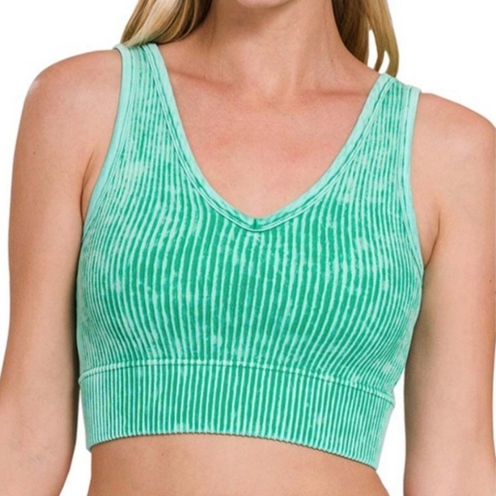 Zenana▪️Kelly Green Ribbed Cropped Tank Top